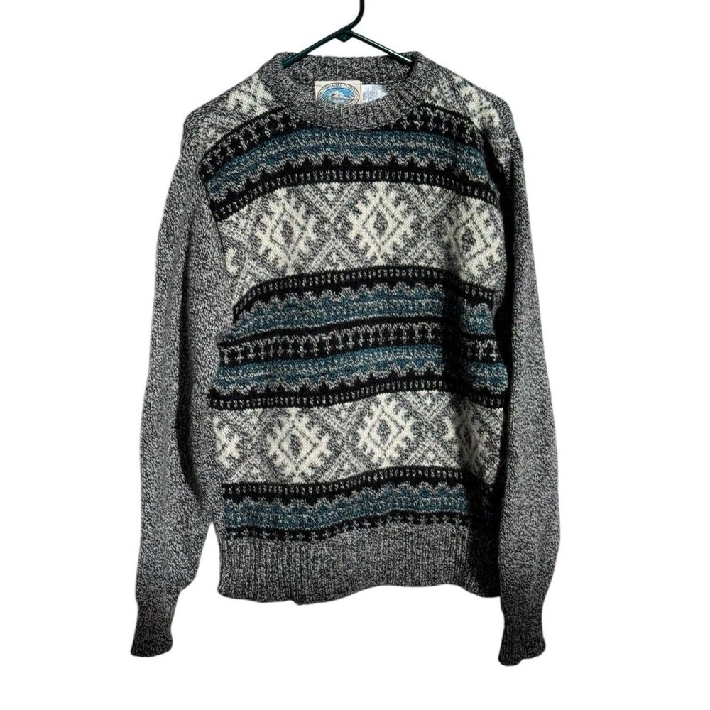 Environmental Clothing Mens Sweater Large Fair Isle Wool Grandpa Academia Cabin
